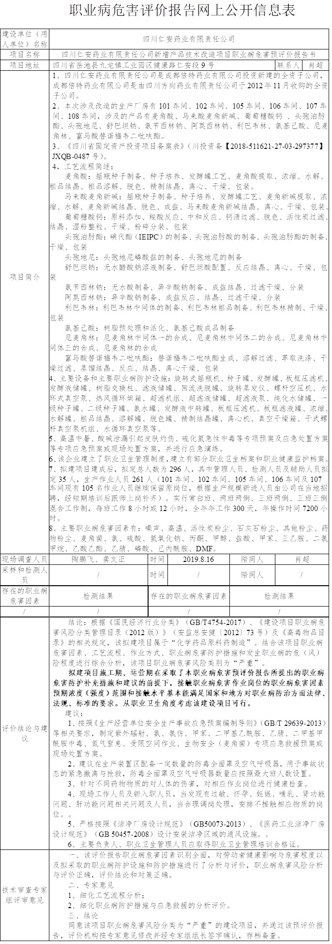 四川仁安藥業(yè)有限責(zé)任公司新增產(chǎn)品技術(shù)改造項目職業(yè)病危害預(yù)評價.jpg
