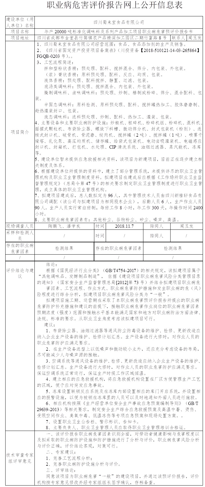 四川蜀來寶食品有限公司年產20000噸標準化調味料及系列產品加工項目職業病危害預評價.jpg