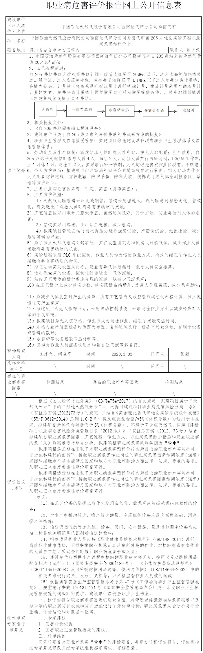 中國石油天然氣股份有限公司西南油氣田分公司蜀南氣礦自205井地面集輸工程職業(yè)病危害預評價.jpg