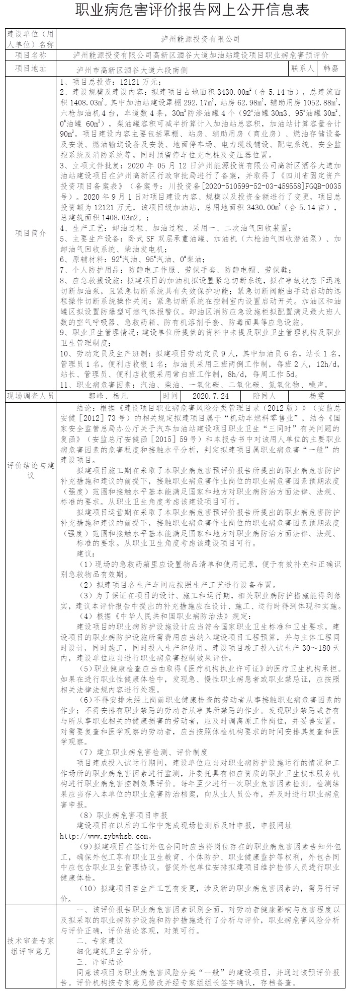 瀘州能源投資有限公司高新區酒谷大道加油站建設項目職業病危害預評價.jpg