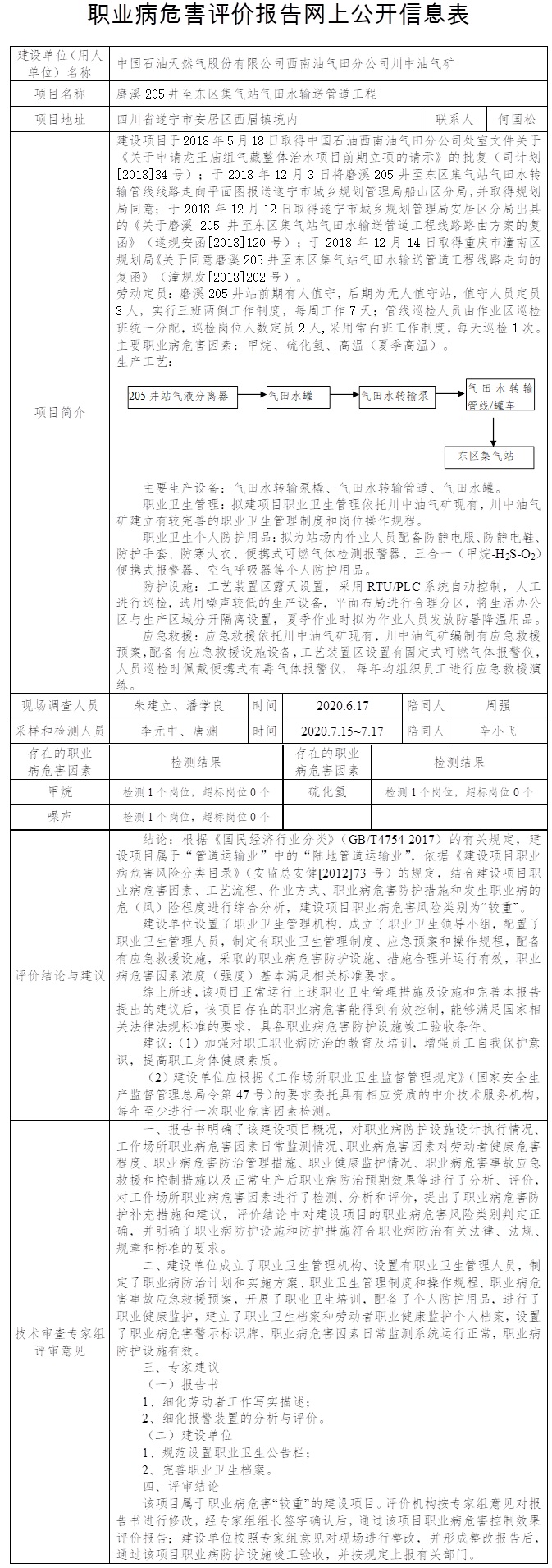 中國石油天然氣股份有限公司西南油氣田分公司川中油氣礦磨溪205井至東區集氣站氣田水輸送管道工程安全評價.jpg