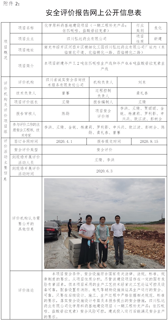 四川弘達藥業有限公司化學原料藥基地建設項目（一期工程補充產品：依匹哌唑、鹽酸普拉克索）安全評價.jpg