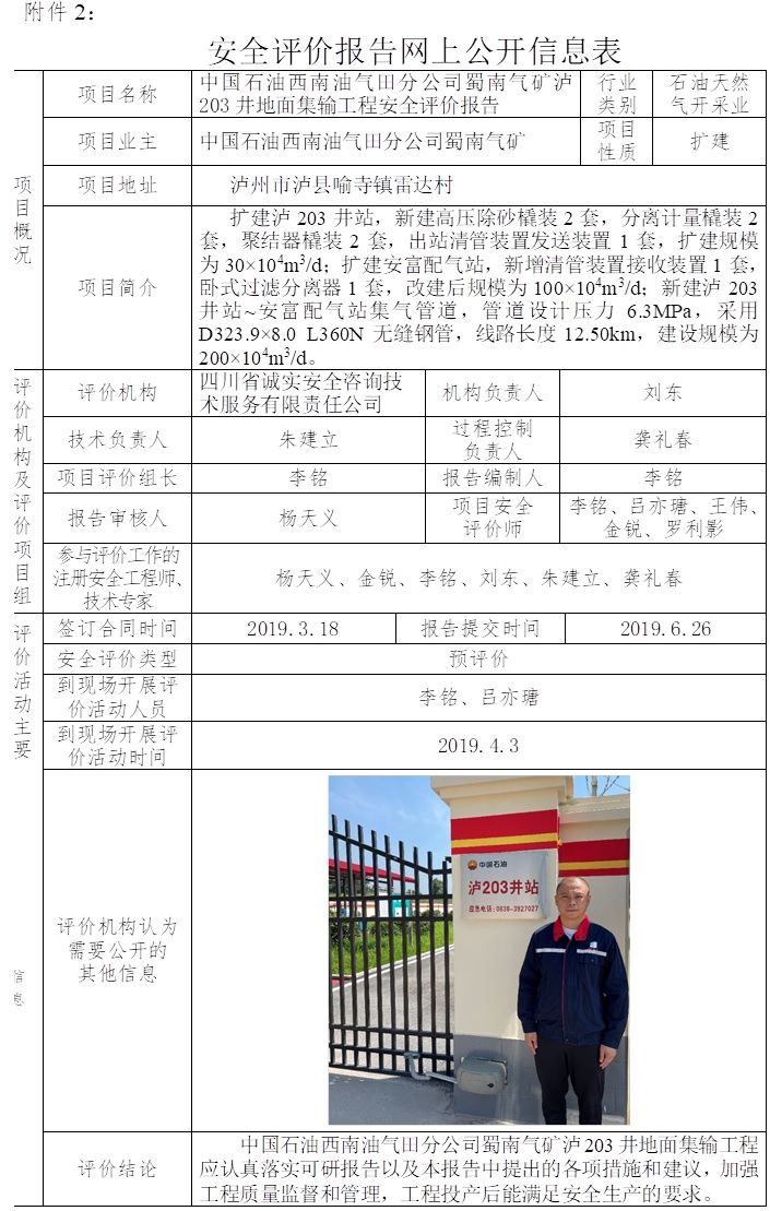 中國石油西南油氣田分公司蜀南氣礦瀘203井地面集輸工程安全評價.jpg