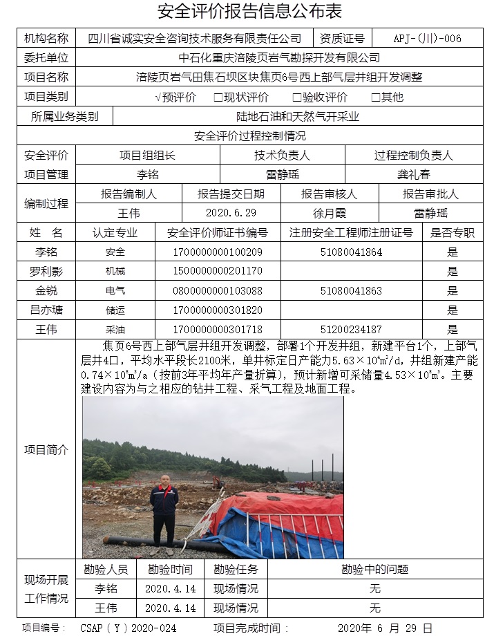 中石化重慶涪陵頁巖氣勘探開發有限公司涪陵頁巖氣田焦石壩區塊焦頁6號西上部氣層井組開發調整預評價.jpg