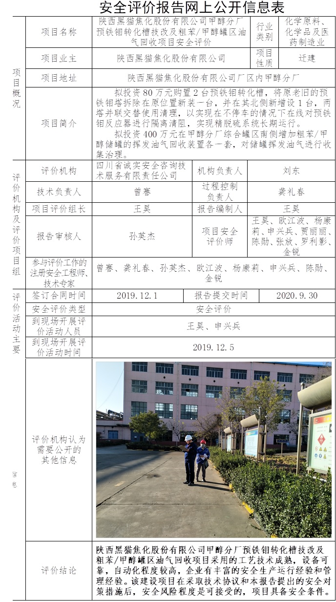陜西黑貓焦化股份有限公司甲醇分廠預鐵鉬轉化槽技改及粗苯、甲醇罐區油氣回收項目安全評價.jpg