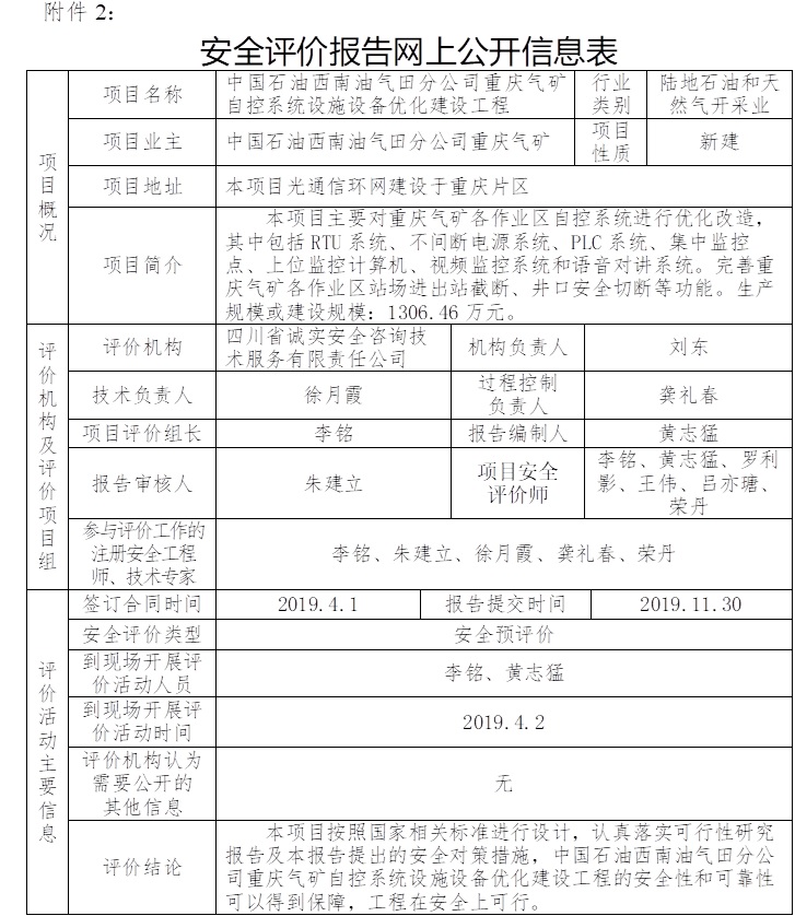 中國石油西南油氣田分公司重慶氣礦自控系統設施設備優化建設工程安全預評價.jpg