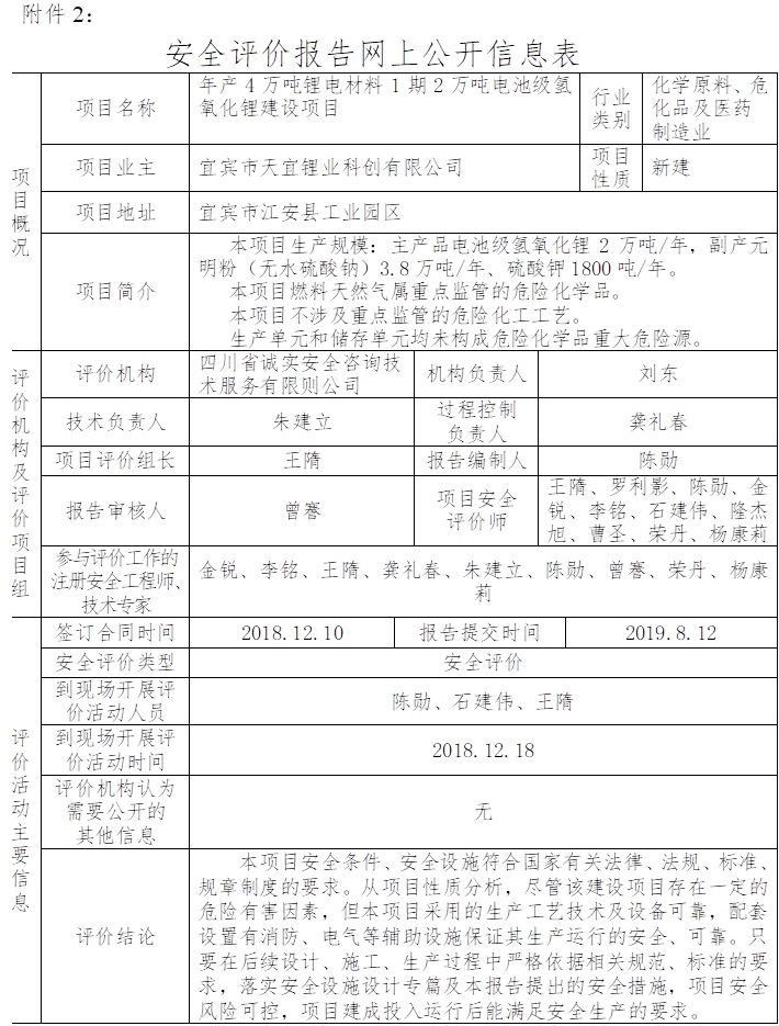 宜賓市天宜鋰業科創有限公司年產4萬噸鋰電材料1期2萬噸電池級氫氧化鋰建設項目安全評價.jpg