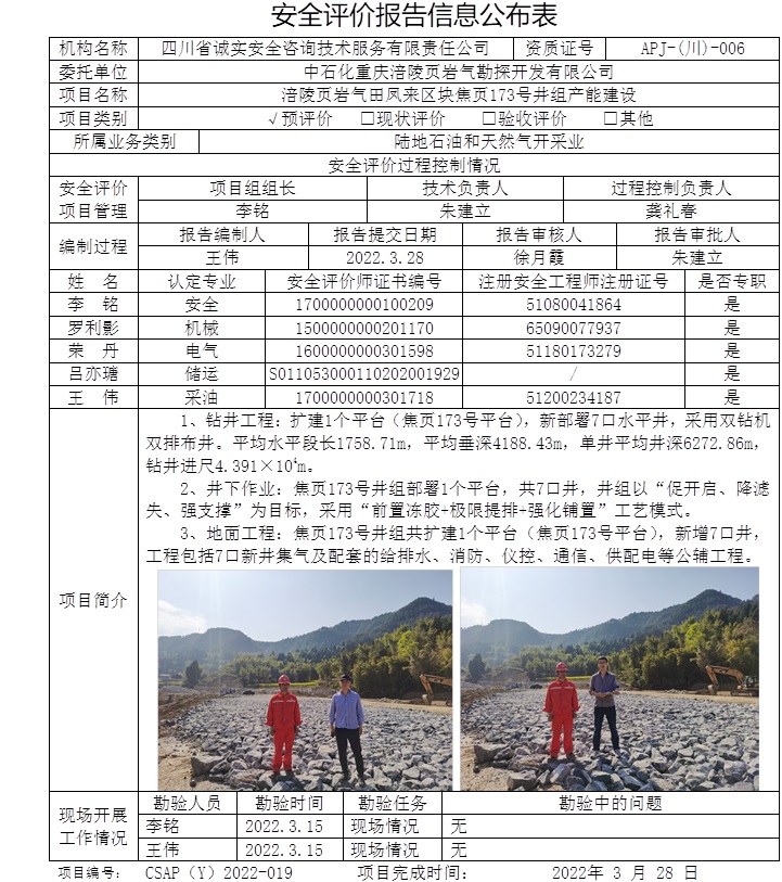 中石化重慶涪陵頁巖氣勘探開發有限公司涪陵頁巖氣田鳳來區塊焦頁173號井組產能建設預評價.jpg