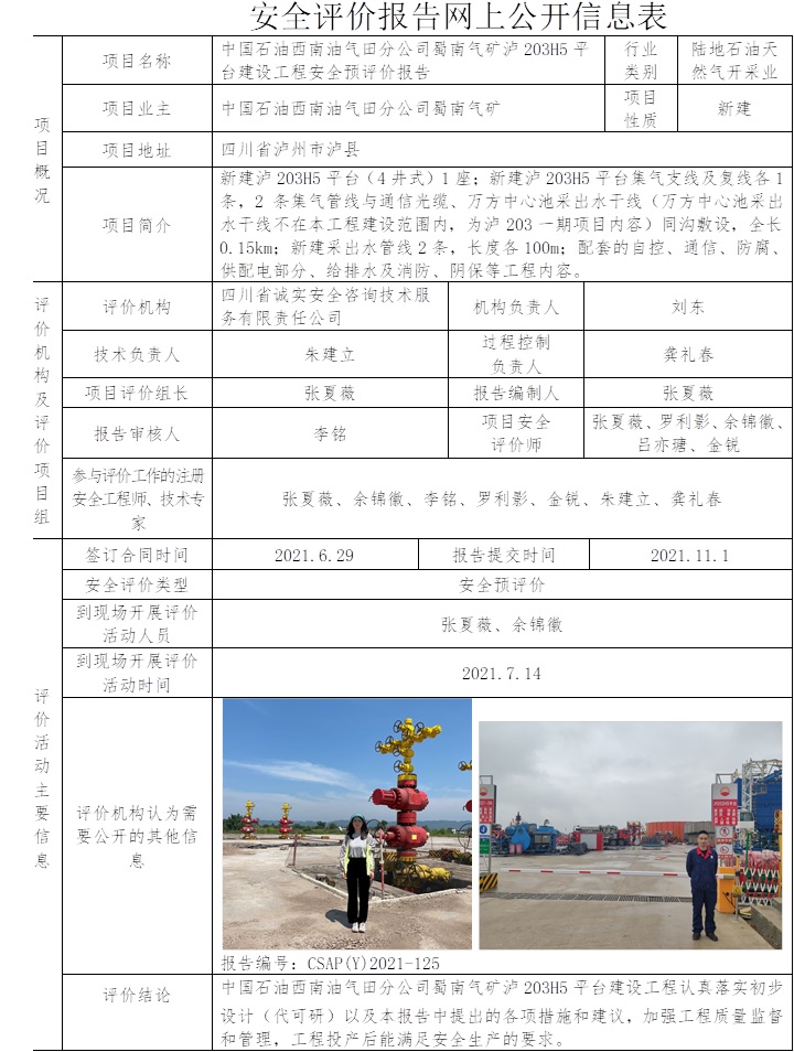 中國石油西南油氣田分公司蜀南氣礦瀘203H5平臺建設工程安全預評價.jpg