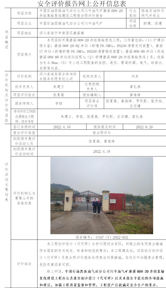 中國石油西南油氣田分公司川中油氣礦磨溪008-20井組集輸復線建設工程安全預評價.jpg