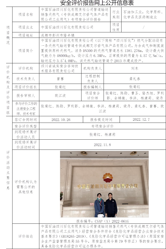 中國石油四川石化有限責(zé)任公司管道輸送銷售天然氣（專供成都艾爾普氣體產(chǎn)品有限公司工業(yè)用氣）專項安全評價.jpg