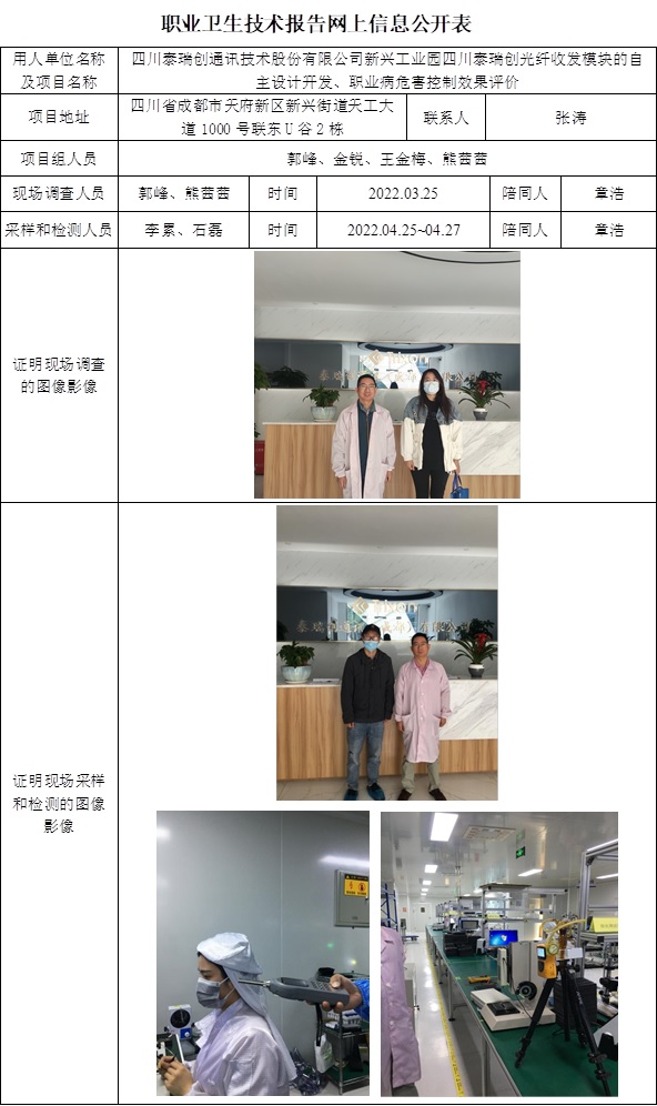 CSZP（K）2022-009四川泰瑞創通訊技術股份有限公司新興工業園四川泰瑞創光纖收發模塊的自主設計開發、 職業病危害控制效果評價 網上公開信息表2.jpg