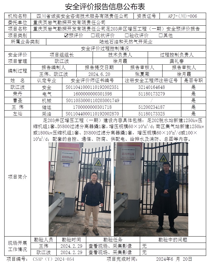 CSAP（Y）2024-054 重慶頁巖氣勘探開發有限責任公司足203井區增壓工程（一期）安全預評價.jpg