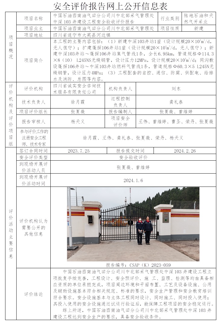 CSAP（K）2023-059 中國石油天然氣股份有限公司西南油氣田分公司川中北部采氣管理處中深103井建設工程安全驗收評價報告.jpg