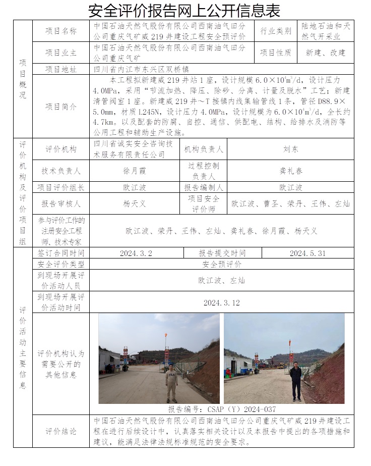 CSAP（Y）2024-037 中國石油天然氣股份有限公司西南油氣田分公司重慶氣礦威219井建設工程安全預評價.jpg