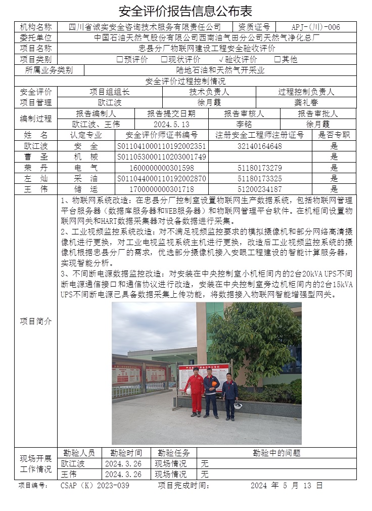 CSAP（K）2023-039 中國(guó)石油天然氣股份有限公司西南油氣田分公司天然氣凈化總廠忠縣分廠物聯(lián)網(wǎng)建設(shè)工程安全驗(yàn)收評(píng)價(jià)報(bào)告.jpg