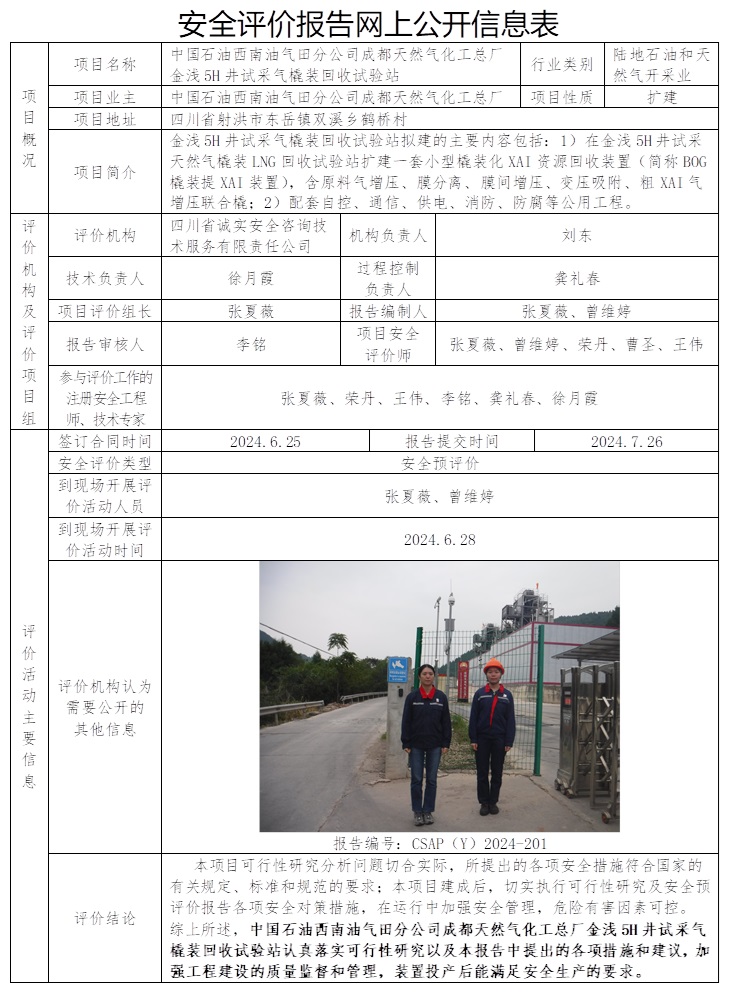 CSAP（Y）2024-201 中國石油西南油氣田分公司成都天然氣化工總廠金淺5H井試采氣橇裝回收試驗站安全預評價.jpg