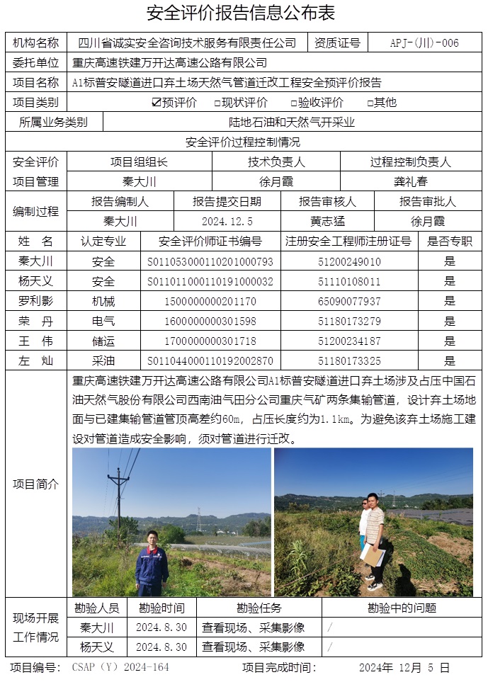 CSAP（Y）2024-164 重慶高速鐵建萬開達高速公路有限公司A1標普安隧道進口棄土場天然氣管道遷改工程安全評價.jpg