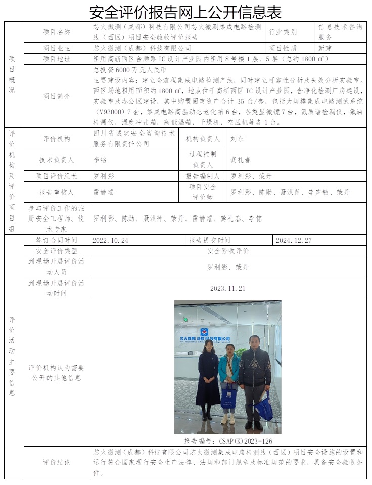 CSAP（K）2023-126 芯火微測（成都）科技有限公司芯火微測集成電路檢測線（西區）項目安全驗收評價報告.jpg
