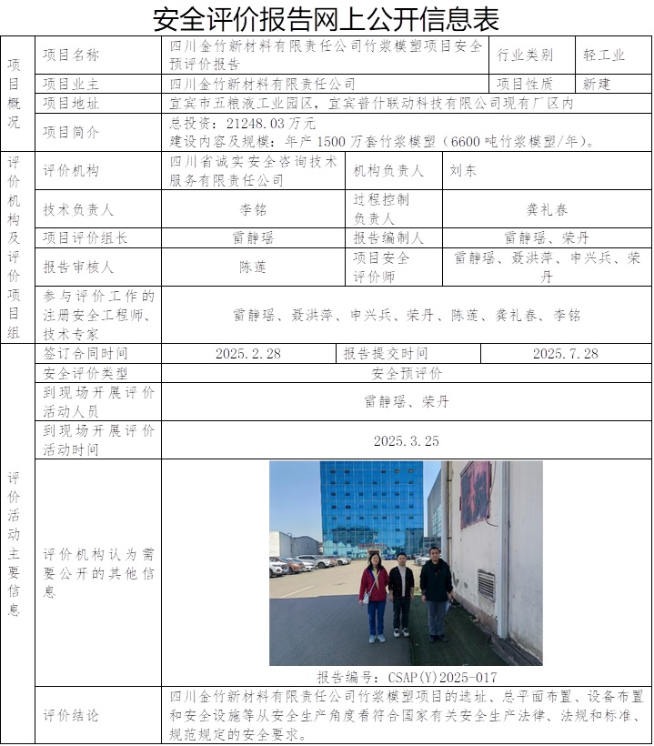 CSAP(Y)2025-017 四川金竹新材料有限責任公司竹漿模塑項目安全預評價報告  2025.7.28.jpg